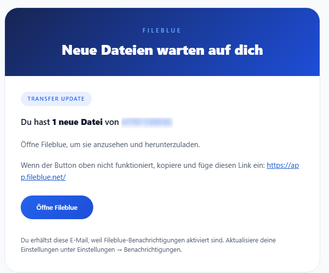 Notification – Fileblue notification screen